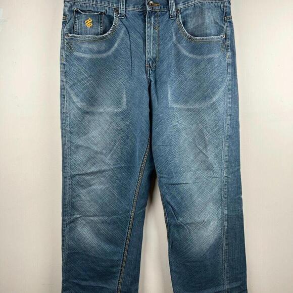 Vintage Rocawear Jeans Mens 38 Blue Baggy Y2K Streetwear Wide Leg Skater Goth - Picture 1 of 8